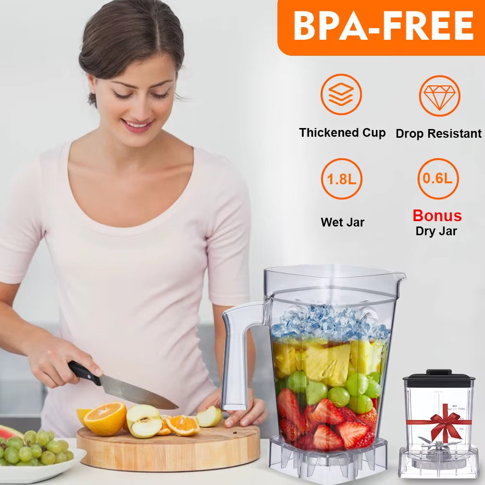 Mini Pro 1800W High Power Smoothie Blender BPA Free 1.8L and 0.6L Dual Jar High Performance Kitchen Mixer Juicer